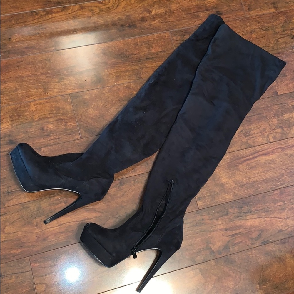 DiBa extra long suede black boots